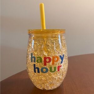 Happy Hour Trueliving Wine Freeze Tumbler 12oz with Straw and Lid Brand New